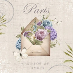 Lamina Decoupage Vintage Carta a Paris (435) 32 x 32 cm
